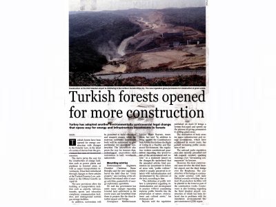 TURKİSH FORESTS OPENED FOR MORE CONSTRUCTİONHÜRRİYET DAİLY NEWS)